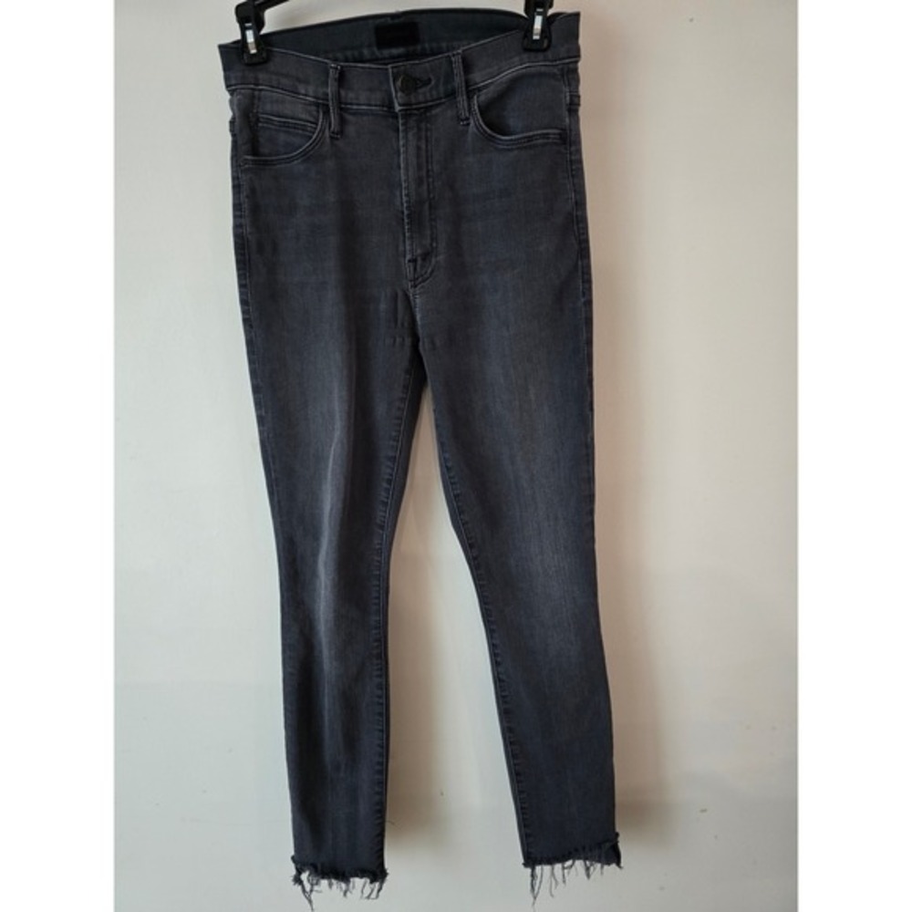 MOTHER‎ The Stunner Zip Ankle Step Fray Gray Wash High Rise Skinny Jeans 26